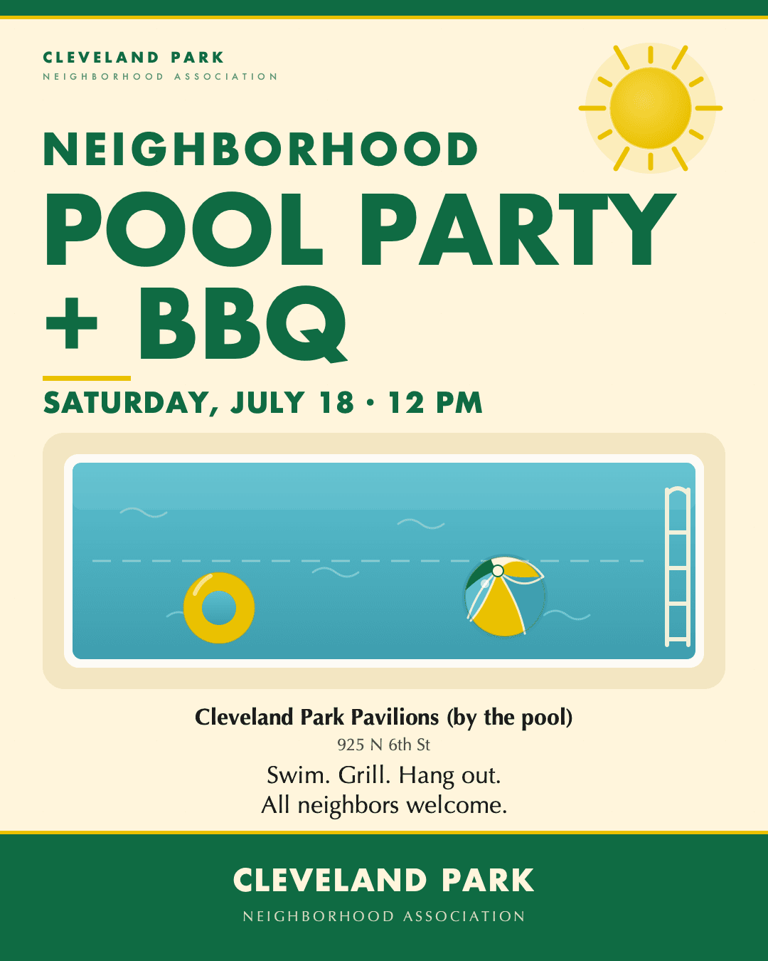 Pool Party + BBQ flyer